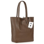 Geanta shopper din piele naturala DiAmanti Luisa Fango Cappucino